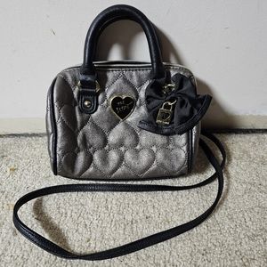Betsey Johnson- gray and black- pillowed mini cross body purse